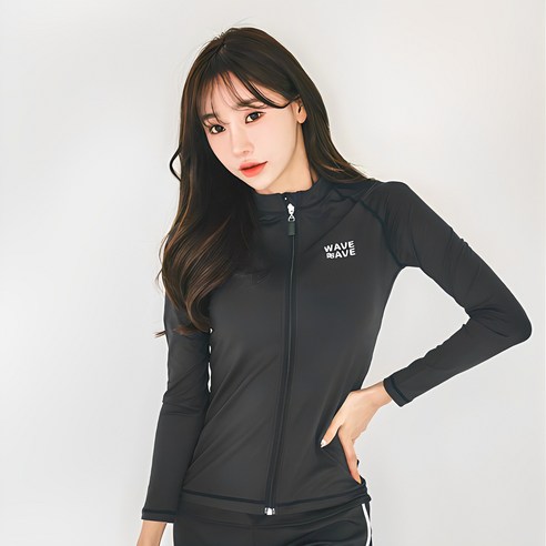 펀한커플 여성용 무지 집업 래쉬가드 상의 B4114