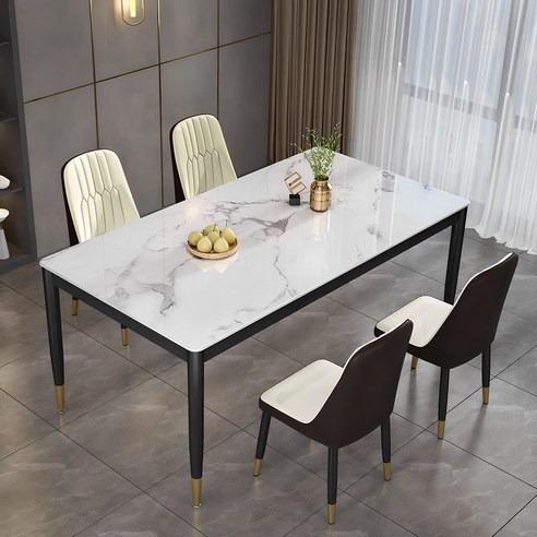 대리석식탁 추천 상품아우스 KC 6인용 4인용식탁세트 대리석무늬 강화유리식탁 세트 모던식탁의자 북유럽풍식탁 다이닝테이블 식탁세트의자 제품 사진
