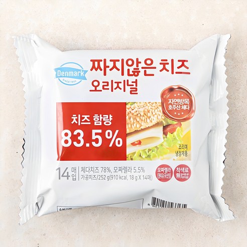 덴마크 짜지않는 치즈 오리지널, 18g, 14개입, 1개
