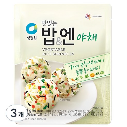 청정원 맛있는 밥엔 야채 후리가케, 24g, 3개
