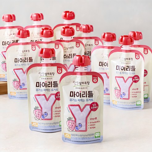 상하목장 유기농 인증 마이리틀 짜먹는 요구르트 딸기블루베리, 85g, 1개입, 12개