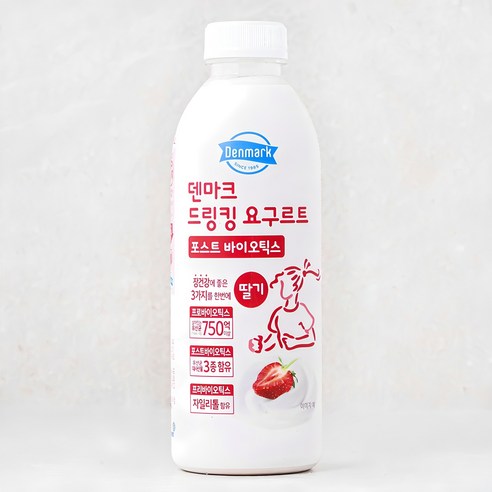 덴마크 드링킹 요구르트 포스트 바이오틱스 딸기, 750ml, 1개 유제품/아이스크림