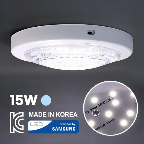 LED 원형 현관 계단 복도 베란다 15W 건식 센서등, 주광색, 1개