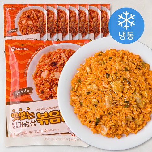 미트리 맛있는 닭가슴살 볶음밥 김치 (냉동), 200g, 8개
