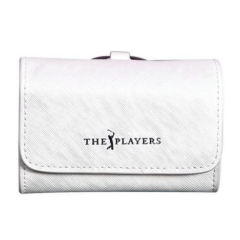 PGA투어 THE PLAYERS 헤리티지 레더 골프공 투볼 케이스, 화이트, 1개