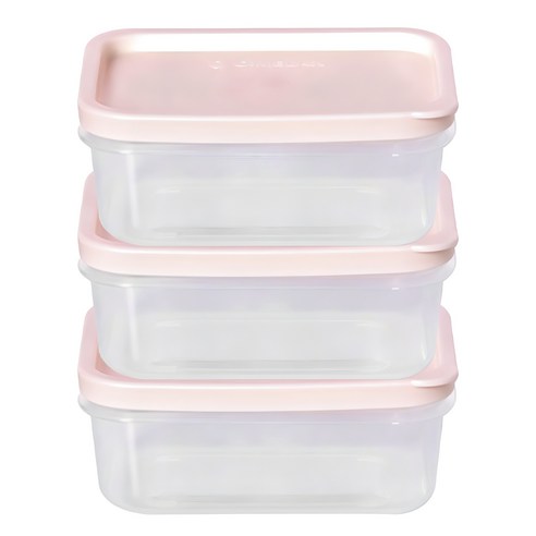씨밀렉스 납작한 냉장고 소분용기 핑크 260ml, 3개, 1세트