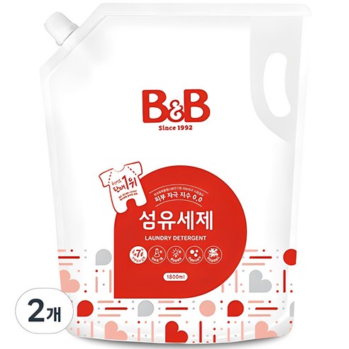 비앤비 섬유세제 리필, 1.8L, 2개
