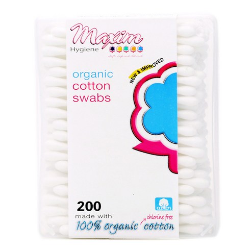 Maxim Hygiene Products 오가닉 코튼 면봉, 1개, 200개입