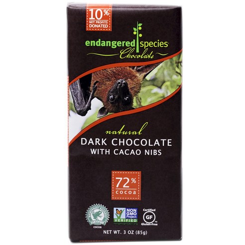 인댄절드스피시즈초콜릿 다크 초콜릿 비건 글루텐 프리, Cacao Nibs, 85g