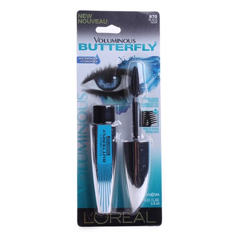 L''Oreal 볼류미너스 버터플라이 워터프루프 마스카라 6.5ml, Black, 1개
