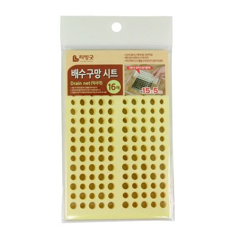 리빙굿 배수구망 시트 직사각 16p, 혼합 색상