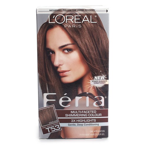 L''Oreal 페리아 퍼머넌트 헤어 컬러 젤, Cool Medium Brown, 1개