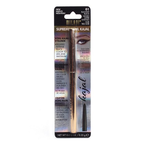 Milani 슈프림 코흘 카잘 아이라이너 펜슬 0.35g, 01 Blackest Black, 1개