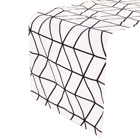 라이프스푼 테이블러너, 화이트 모노, 33 x 170cm