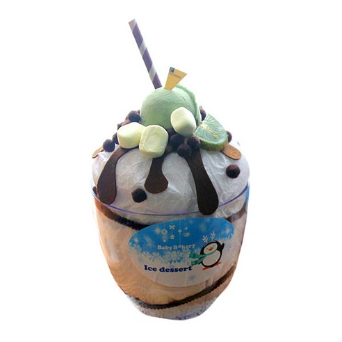 [아기옷베이커리] 팥빙수_녹차포장(내의 파일럿모자 턱받이 페이스타올)