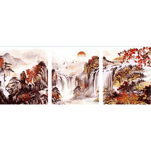 아트조이 DIY 명화그리기 키트 3단 세트 40x50cm, 폭포수 풍경, 1개