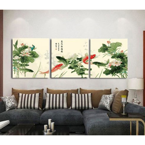 아트조이 DIY 명화그리기 키트 3단 세트 40x50cm, 꽃과 잉어-2, 1개