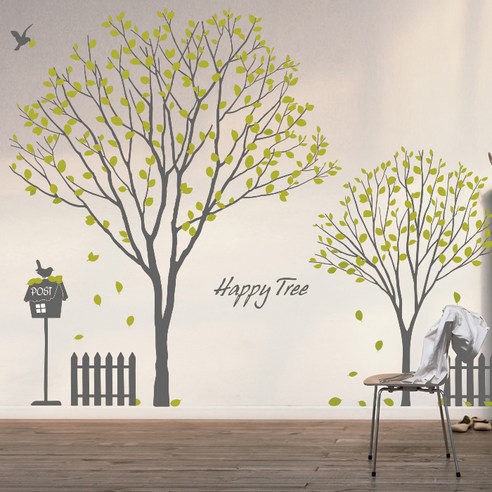 [뭉키데코] Happy Tree, 다크그레이+올리브+라이트올리브