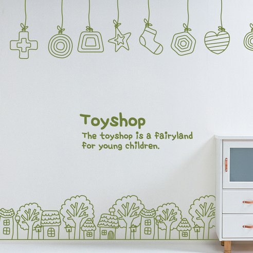 뭉키데코 Toyshop3 포인트스티커, 올리브