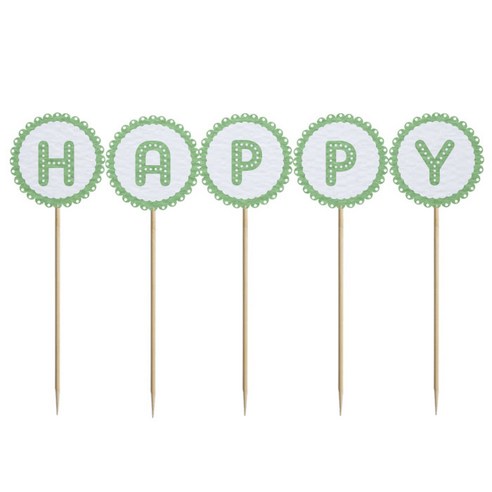 와니데코 미니파티픽 HAPPY, 화이트+연그린, 1개