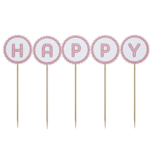 와니데코 미니파티픽 HAPPY, 화이트+인디핑크, 1개