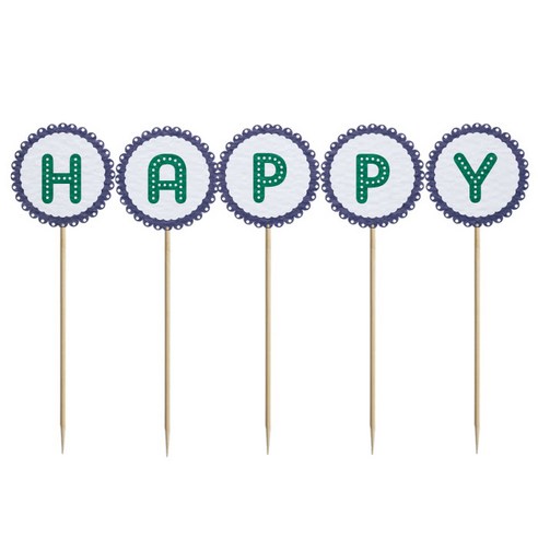 와니데코 미니파티픽 HAPPY, 화이트+네이비+그린, 1개