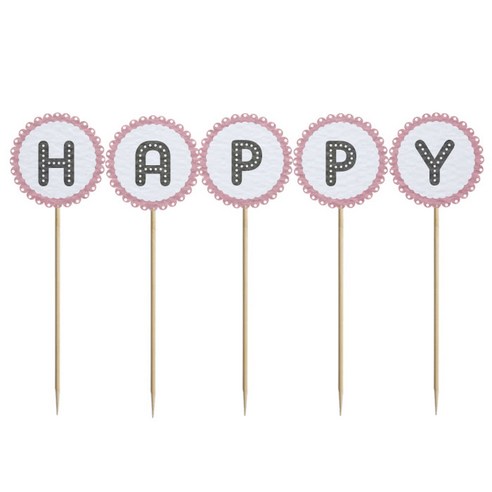 와니데코 미니파티픽 HAPPY, 화이트+인디핑크+다크그레이, 1개
