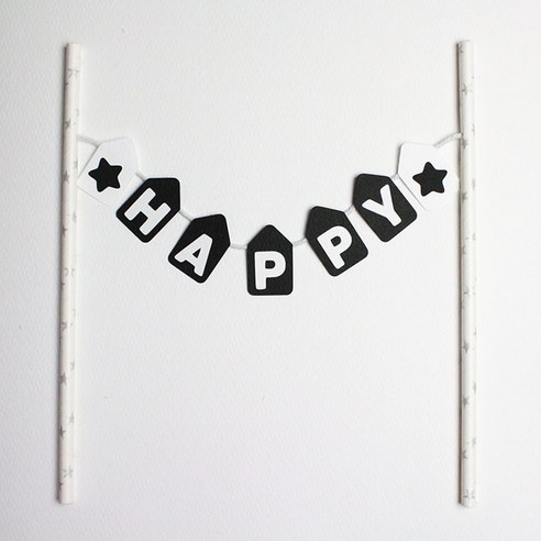 와니데코 번팅 Happy 데코용품, 블랙, 1개