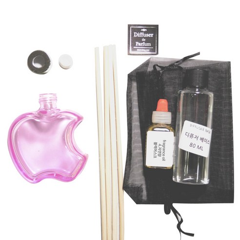 디퓨저KIT-애플6mm우드 핑크-자연향, 110ml, 블랙머스크