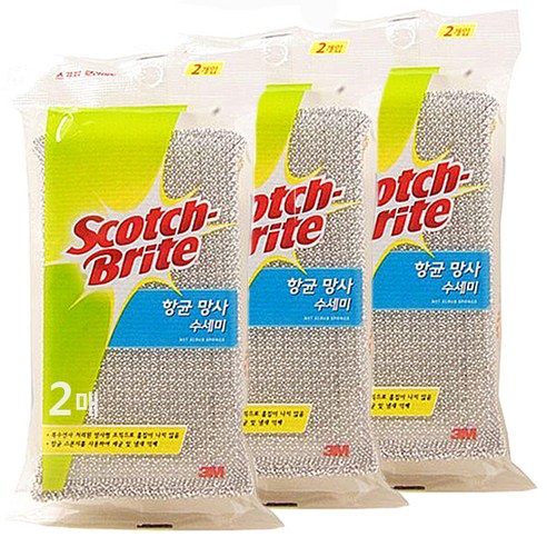 스카치브라이트 3M 향균 망사 수세미, 2개입, 3개