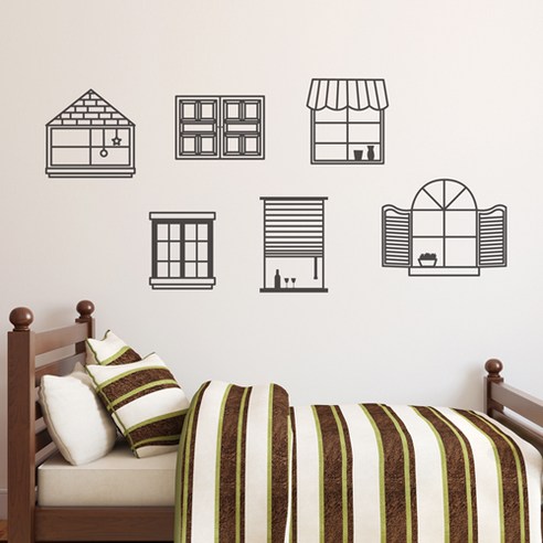 꿀밤 그래픽스티커 창문들, 블랙