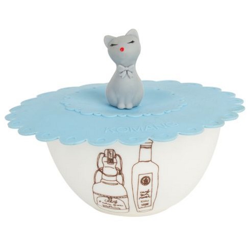 실리콘 찬기뚜껑 중, 고양이-블루, 2개