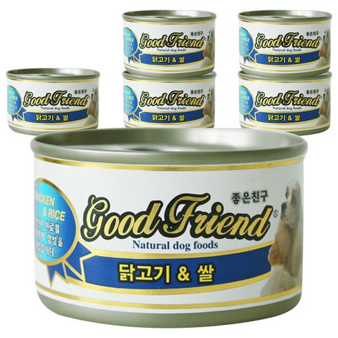 굿프렌드 애견용 간식 캔, 닭고기+쌀 혼합맛, 6개