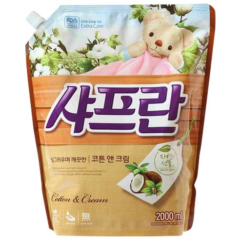 샤프란 섬유유연제 코튼 앤 크림 리필, 2L, 1개