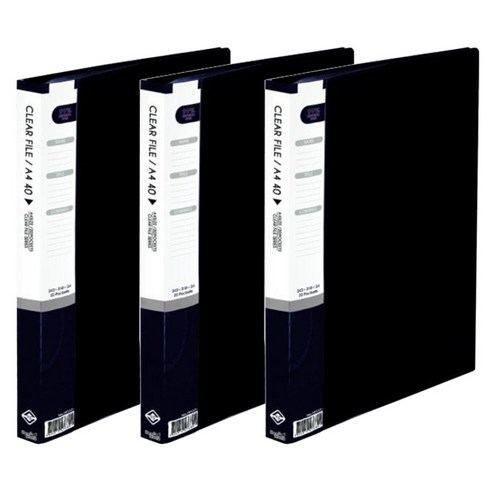 희망사무포인트 A4 클리어 파일 40매입, 흑색, 3개