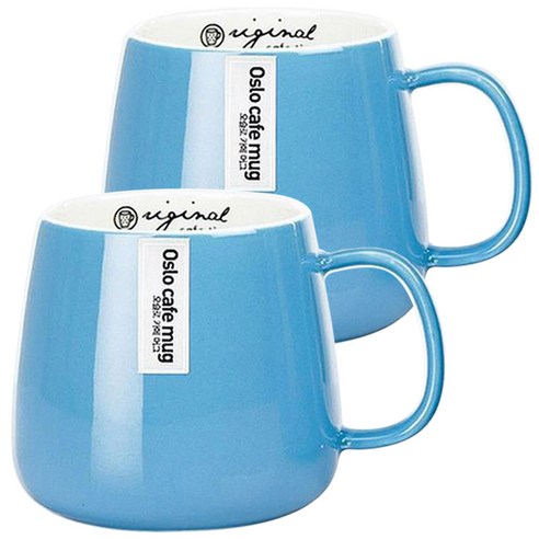오슬로 카페 투톤 머그컵 240ml, 스카이블루, 2개