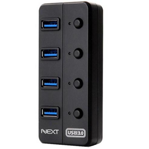 4포트 USB3.0 허브 NEXT 704U3 유전원, 블랙