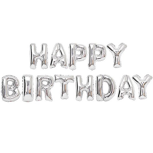 조이파티 알파벳 은박 풍선세트 HAPPY BIRTHDAY, 실버, 1세트