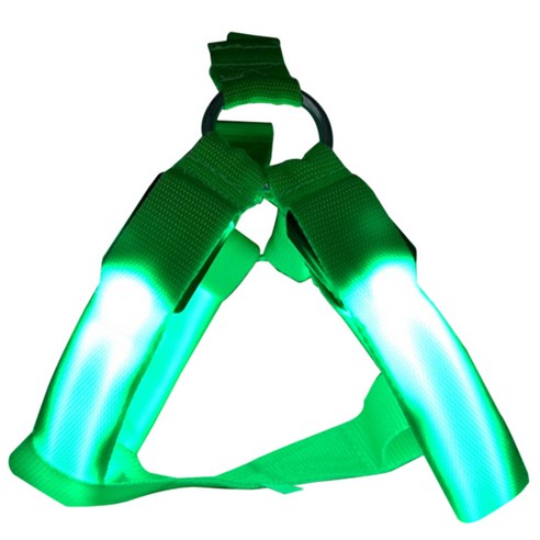 블럭마트 LED 애견 하네스 발광목줄 그린, S (32 ~ 40 cm), 1개