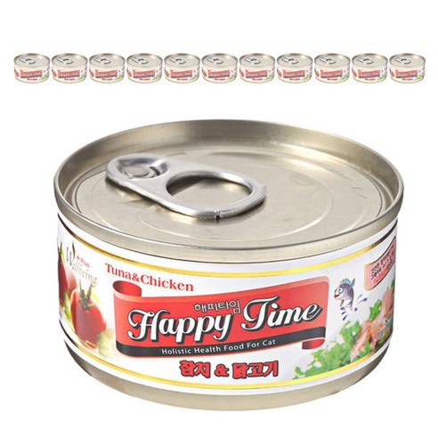 해피타임 참치+닭고기 고양이캔 80g * 12캔, 참치 + 닭고기 혼합맛, 12개