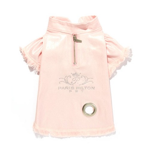 패리스힐튼 Eyelet Zip Pearl 강아지 원피스, Pink
