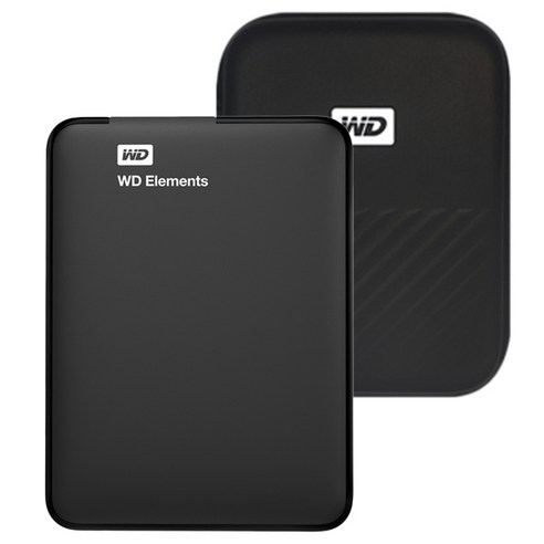 WD Elements Portable 휴대용 외장하드 + 파우치, 2TB, 블랙