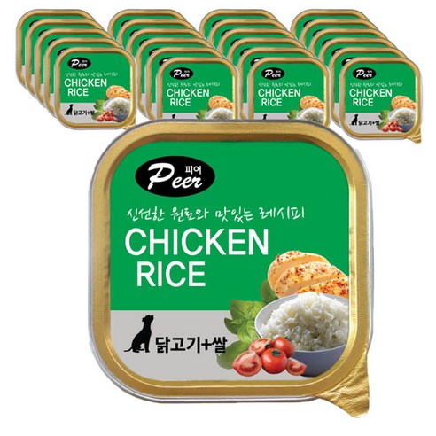 피어 애견용 사각 간식캔, 닭고기 + 쌀 혼합맛, 24개