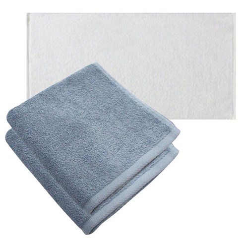 송월타월 호텔용 뉴베이직 수건 130g 2p + 젠트리 바스 타올 40수 흰색, 라이트블루, 1세트
