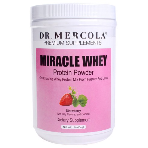 Dr. Mercola 미라클 웨이 프로테인 파우더, 454g, Strawberry