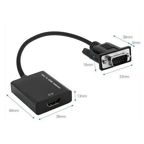 NEXTLINK 케이블 타입 VGA to HDMI 컨버터 2412VHC