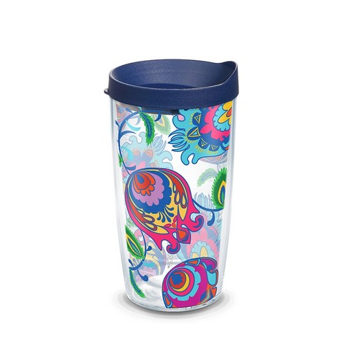Tervis 이중벽 텀블러 트래블 리드 포함 텀블러/콜드컵, Folksy Flower, 473ml