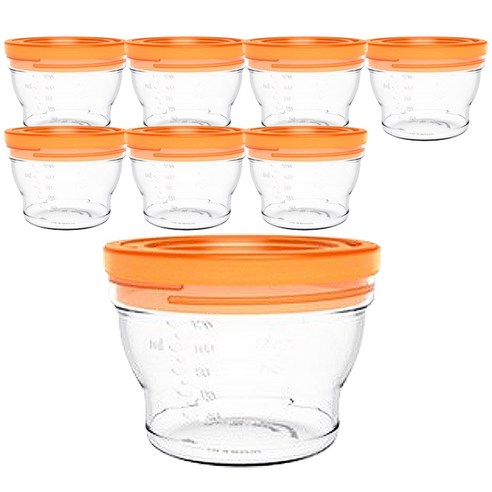 베베락 밀폐형 이유식용기 120ml, 오렌지, 8개