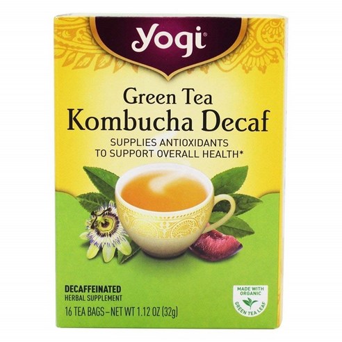 요기티 그린 티, 16개입, Kombucha Decaf, 2g, 16개입