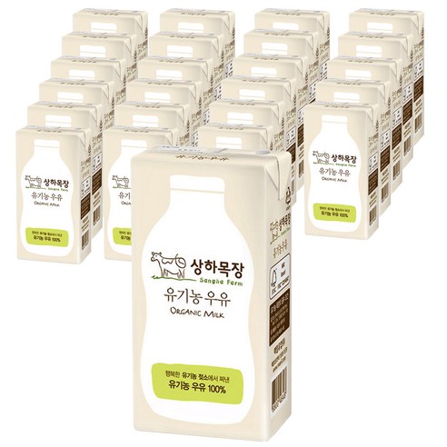 상하목장 유기농 우유, 190ml, 24개